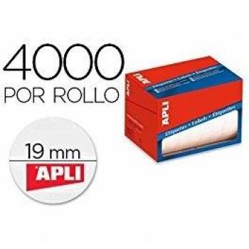ETIQUETA ADHESIVA APLI 1673 TAMAÑO 19 MM REDONDAS EN ROLLO DE 4000 UNIDADES