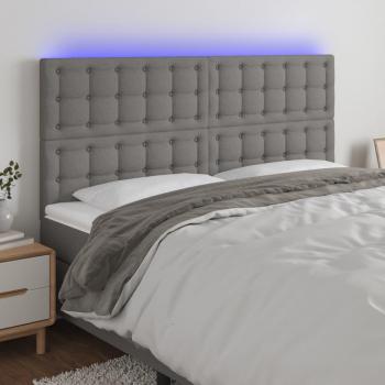 Cabecero LED gris oscuro de tela con dimensiones 180x5x108/128 cm