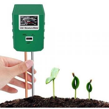 Bearbro Monitor de Agua del Suelo,Medidor de Humedad del Suelo,Medidor Digital 3 en 1 de la Humedad del Suelo y la acidez del PH, para Planta/Jardín