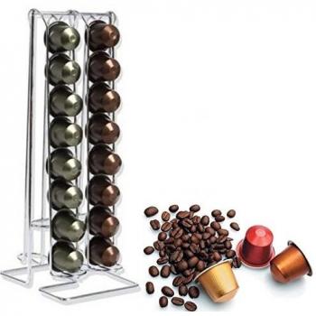 Ducomi® Arabica ? Cápsulas espacio de acero ? Dispensador para 32 Cápsulas Nespresso y compatibles ? Soporte distribuidor Porta Cápsulas Café a 4 columnas ? Diseño y praticità 30 x 13 x 10,5 cm)