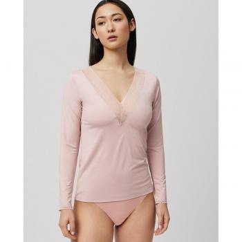 Ysabel Mora - Camiseta de mujer manga larga con escote de encaje