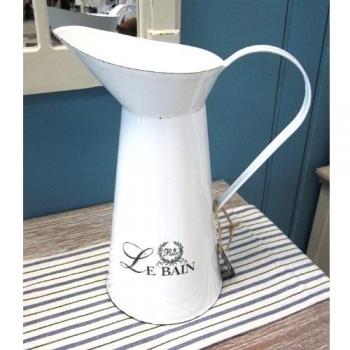 Jarra jarra de agua de lavado esmaltada de metal blanco - H29, 5 cm