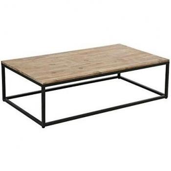 Mesa de Centro Atmosphera Marrón Elegante para Salón, L115x65xH32, tapa de madera y estructura de metal