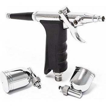 Aerógrafo Doble Acción Tipo 116 con Aguja y Boquilla de Ø 0,3 mm, Dos Recipientes de 10 ml y 7 ml, Adaptador para Pintura y Nail Art