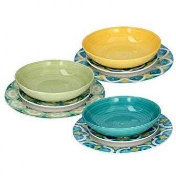 Tognana Amalfi - Vajilla de 18 piezas de porcelana, multicolor