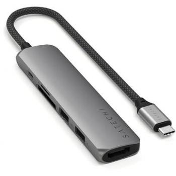 Satechi 6-in-1 USB-C Slim Multiport Adapter with 4K HDMI and Power Delivery - Space Grey