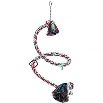 Anillos de Escalada Colgantes de Algodón 2 unidades, Medianos, 74 cm (2 x Ø 29 cm) con Juguete para Jaula Espiral Colorido Ø 3,5 x