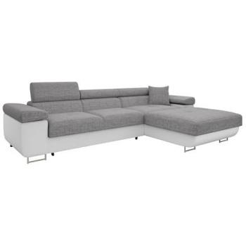 Sofá rinconero Comfivo S102, gris, función de descanso, caja de ropa de cama, 280x170x70cm