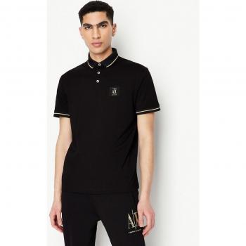 Armani Exchange A X Patch Logo Men's Polo Shirt - Black - Size M - Male
