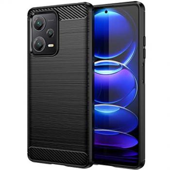 Funda Antigolpes de Silicona Negra para Xiaomi Redmi Note 12 Pro Plus con Diseño de Fibra de Carbono y Absorción de Choque [Compatible Carga Inalámbrica]