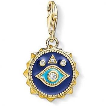 Colgante Charm Ojo de Nazar Azul de Plata Bañada en Oro de 18k con Zirconitas