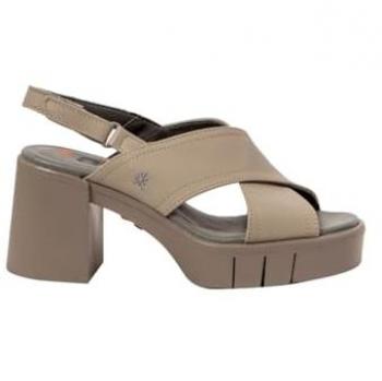 Sandalias de tacón para mujer Art 1990 Nappa Sesame beige con Velcro, altura de 8 a 10 cm, modelo Eivissa