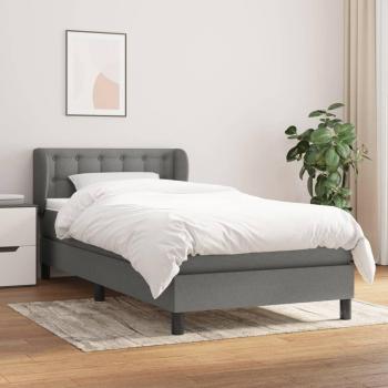 Cama box spring con colchón de muelles gris oscuro 100x200 cm Tela