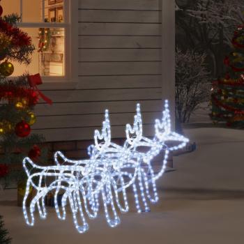 Figura de Reno de Navidad con Luces, Decoración Adorno Navideño, Color Blanco Frío, Tamaño 60x30x60 cm, Disponible en Cantidades de 1 unidad, 2 unidades y 3 unidades