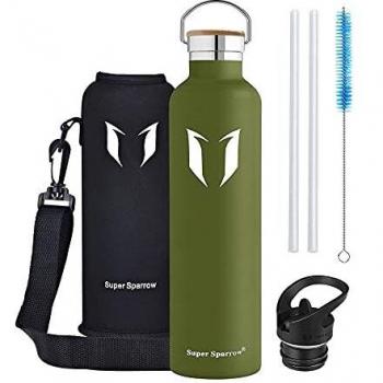 Super Sparrow Botella Agua Acero Inoxidable - Botella Agua Niños - 350ml/500ml/620ml/750ml/1L - Botella Termica Boca Estándar - Sin BPA , para Niños & Adultos, Deporte, Oficina, Yoga, Ciclismo