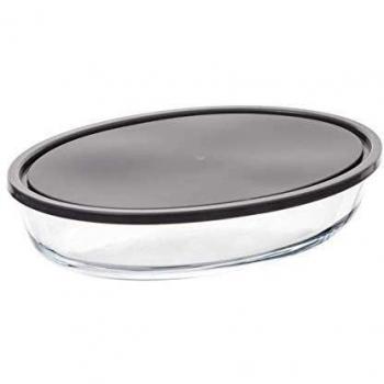 Plato Oval de Vidrio con Tapa 30 x 21 cm - Alta Calidad