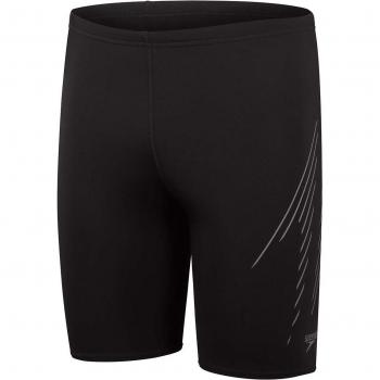 Bañador de hombre de natación Speedo Hyperboom Placement Jammer negro y gris, talla 26-32