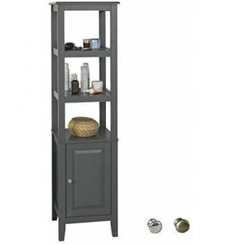 Armario Columna de Baño Sobuy FRG205-DG con 3 Estantes y 1 Puerta, Color Gris