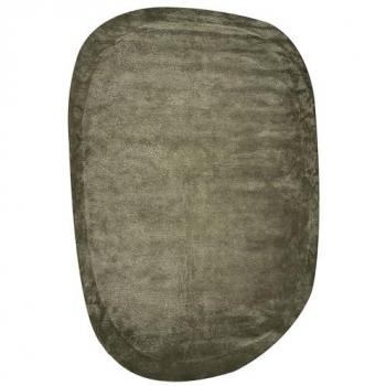 Alfombra moderna de viscosa y lana verde 200 x 300 cm forma irregular hecha a mano Mitha