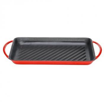 Parrilla Lätt Home de Hierro Fundido Antiadherente Rectangular 39,5 x 22 x 3,5 cm - Apta para Inducción, Vitrocerámica, Gas y Horno - Color Ro