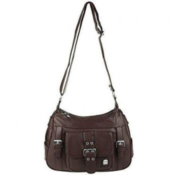 Phoenix - Bolso al hombro para mujer marrón marrón oscuro ca.: 36x23x11 cm