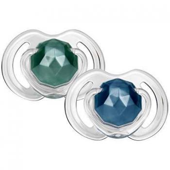 Nûby Chupetes Hechos de Tritan Little Gems - 2P - 6-36M, paquete con 2 Chupetes , Azul/Verde
