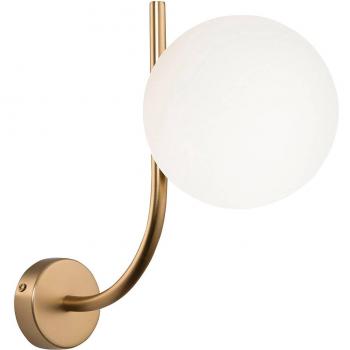 Aplique de pared moderno Maytoni Rendez-vous dorado con esferas de vidrio blanco y pantalla de vidrio blanca