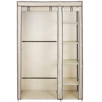 SONGMICS Armario de Tela para Ropa, Organizador de Tela Plegable, 175 x 110 x 45 cm, Beige LSF007M