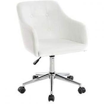 Miliboo Sillón de escritorio diseño PU blanco BALTIK
