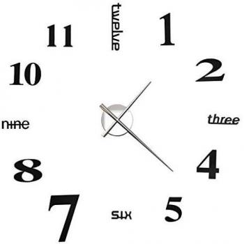 vidaXL Reloj Pared Números Adhesivos 3D XXL Gigante Decorativo Moderno Negro