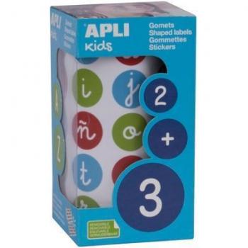 Rollo de Gomets Apli con Abecedario en Minúsculas, Multicolor, Removibles, 20mm de Diámetro