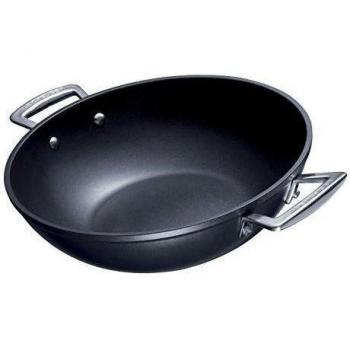 Le Creuset Wok de aluminio antiadherente, Ø 28 cm, libre de PFOA, para todas las fuentes de calor, incluso la inducción, antracita/plateado