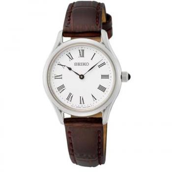 Seiko Women's Analog Watch SWR071P1 - 29mm, Black Leather, 5 ATM Water Resistance