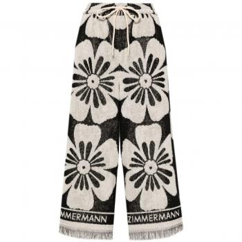 Zimmermann Women's Logo Towelling Trousers in Black | 1420PSS241BLCR, Sporty Black Trousers, Black female, Sizes: 2XS, S, Wide Trousers