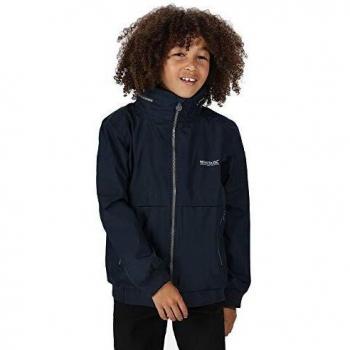 Regatta Bryn-Chaqueta Impermeable Completamente Forrada con Elementos Reflectantes Jackets Waterproof Shell, Unisex niños, Navy, 5-6