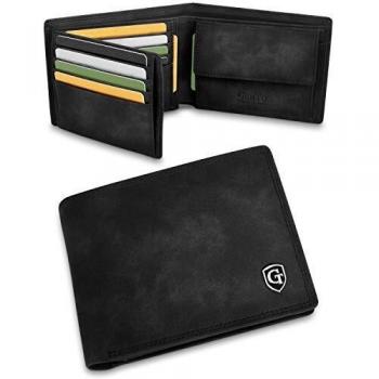 GenTo® Manhattan Protección RFID y NFC - Billetera de Hombre con Compartimento para Monedas - Cartera espaciosa - Cartera de Hombre - Cartera con Caja de Regalo