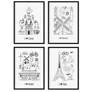 Set de Láminas Europa 2 - Pósteres de Países y Ciudades del Mundo para Viajeros - Decoración de Interiores A4 sin Marco