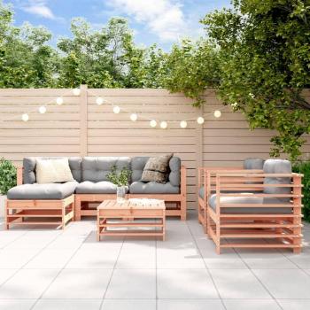 Juego de muebles de jardín 7 piezas de madera maciza de abeto Douglas en color marrón