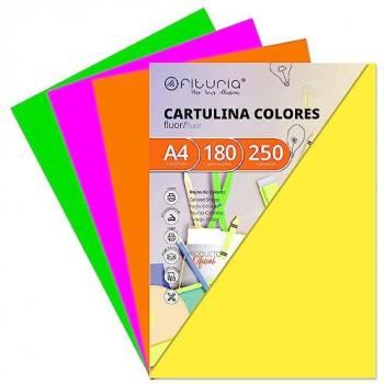 Cartulina A4 180g Fluorescente Surtida - Paquete de 250 Hojas para Manualidades y Diseños Creativos