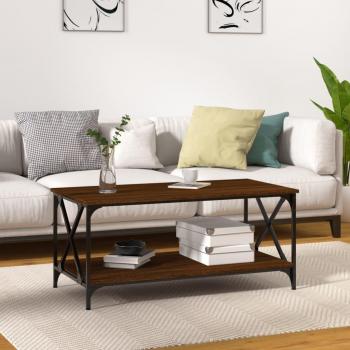 vidaXL Coffee Table Brown Oak 100x50x45 cm Engineered Wood and Iron