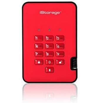 iStorage diskAshur2 SSD 8 TB Red - Secure Portable Solid State Drive - Password Protected, Dust and Water Resistant, Portable, Military Grade Hardware Encryption USB 3.1 IS-DA2-256-SSD-8000-R
