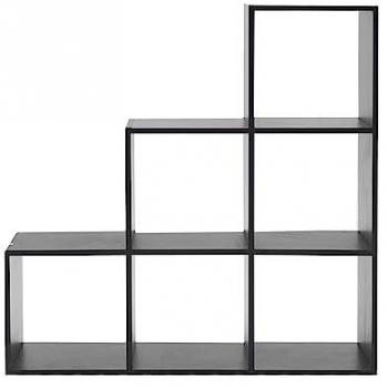 Estantería Librería Rebecca Mobili Negra de MDF con 6 Cubos, Dimensiones 97,5x97,5x29 cm