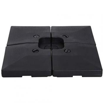 Outsunny Pesos para Base Cruzada de Sombrilla Parasol 4 Piezas Rellenables con Agua de 20 kg o Arena de HDPE de 30 kg 51x51x12cm Negro