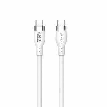 Cable de carga USB-C TARGUS (2 m) - Color blanco, 240 W HyperJuice - Cable USB-C a USB-C de silicona (6ft/2m) - Blanco