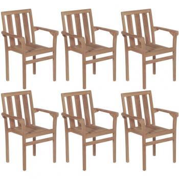 vidaXL Stackable Garden Chairs 6 pcs Solid Teak Wood