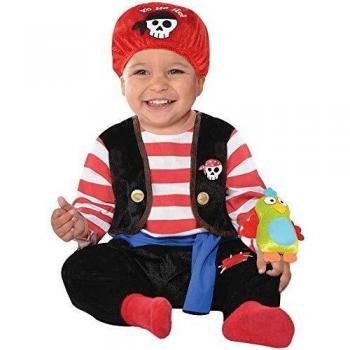 Infantil Bebé Bucanero Piratas Traje Halloween Bebés Disfraz - Negro/Azul, 0-6 Meses