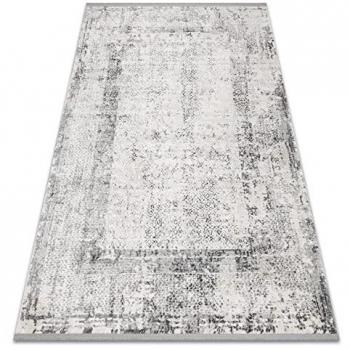 Alfombra Moderna TULS Estructural Vintage con Franjas, Marco Marfil/Gris 180x270 cm