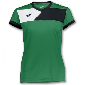 Joma Camiseta Crew II M/C Verde-Negro Mujer - Camiseta técnica de Manga Corta, Mujer, Verde -