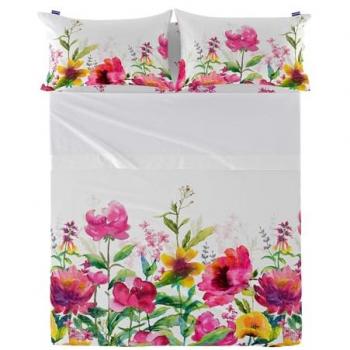 Sábana Cassia Multicolor 100% Algodón 150 TC 160x270 cm (Cama 80/90) Fabricada en España