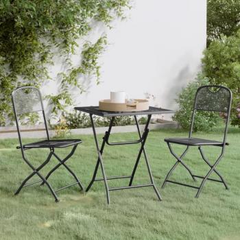 3-Piece Anthracite Expanded Metal Mesh Garden Dining Set